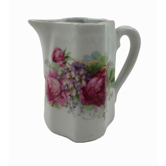 Greiner Herda Bavarian Creamer Small Pitcher Germany Pink Roses Porcelain 8oz - Picture 10 of 10